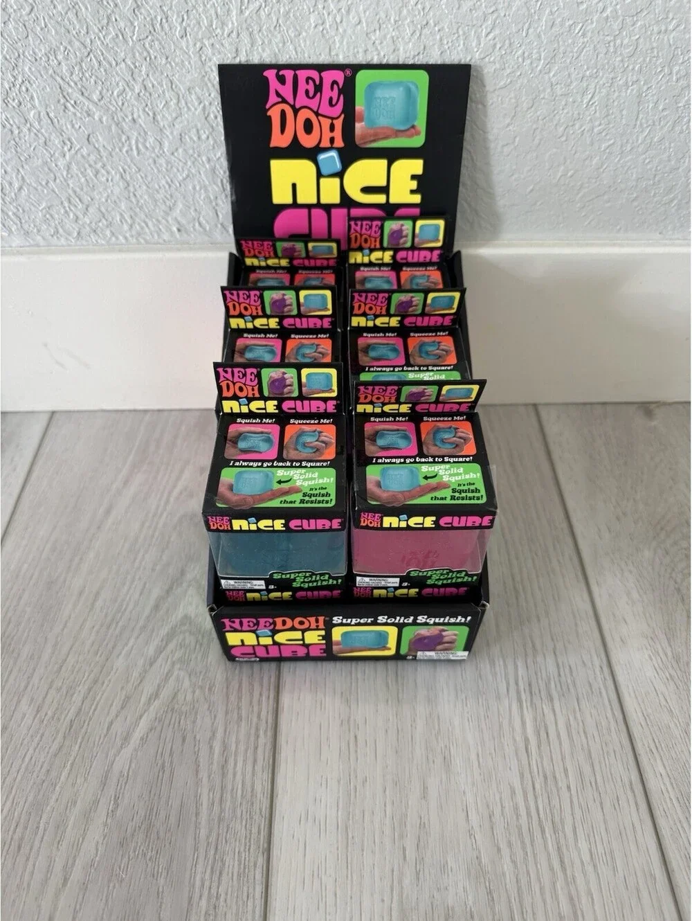 LOT OF 12!!! Schylling NeeDoh Nee Doh Nice Cube Full Case & Display Box NEW